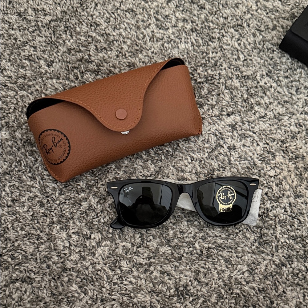 Ray-Ban Black Sunglasses with Tan Case